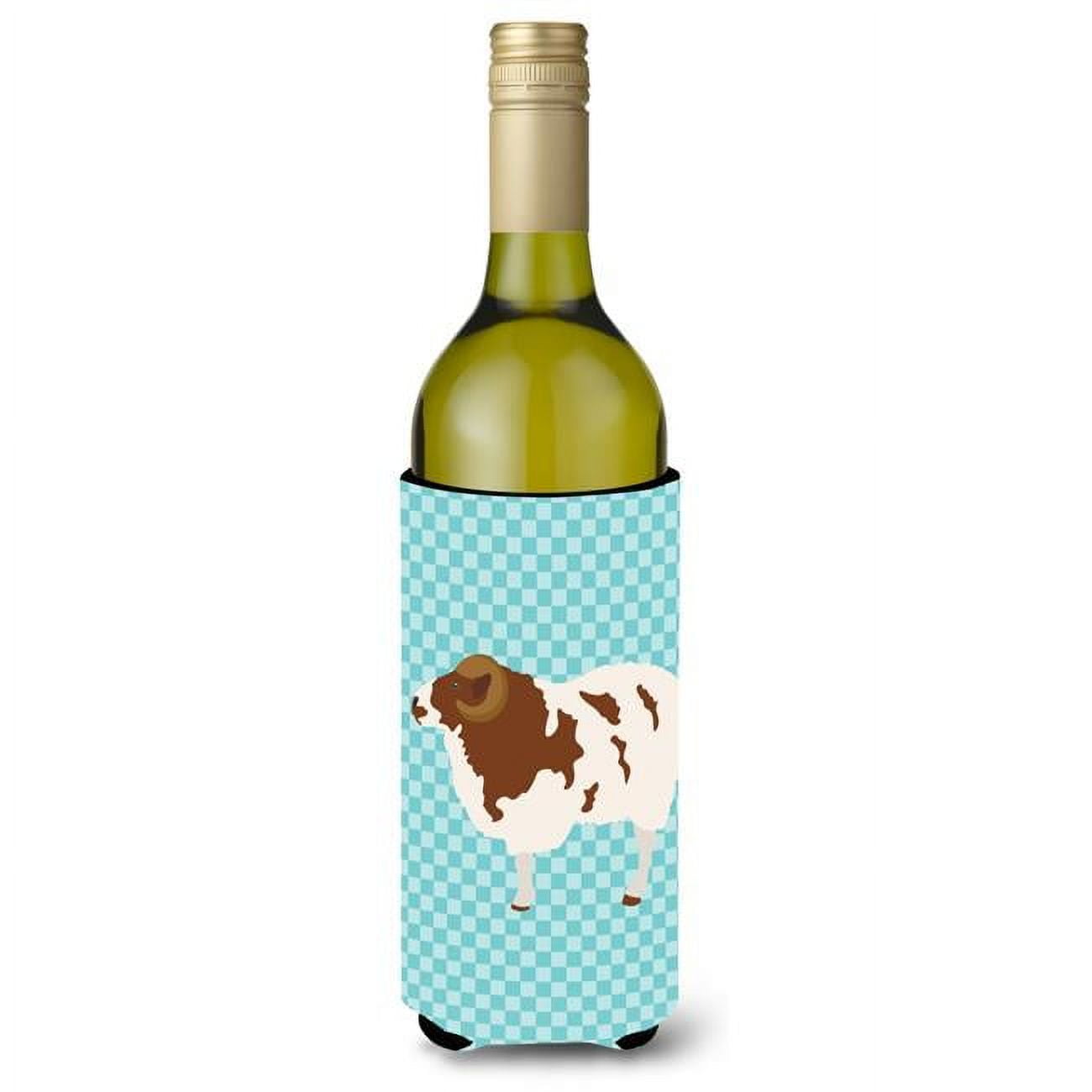 Picture of Carolines Treasures BB8149LITERK Jacob Sheep Blue Check Wine Bottle Beverge Insulator Hugger