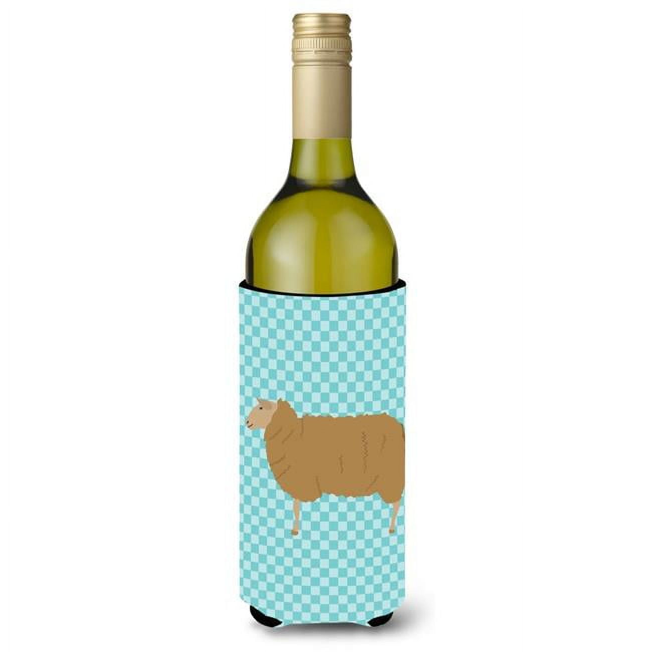 Picture of Carolines Treasures BB8151LITERK East Friesian Sheep Blue Check Wine Bottle Beverge Insulator Hugger