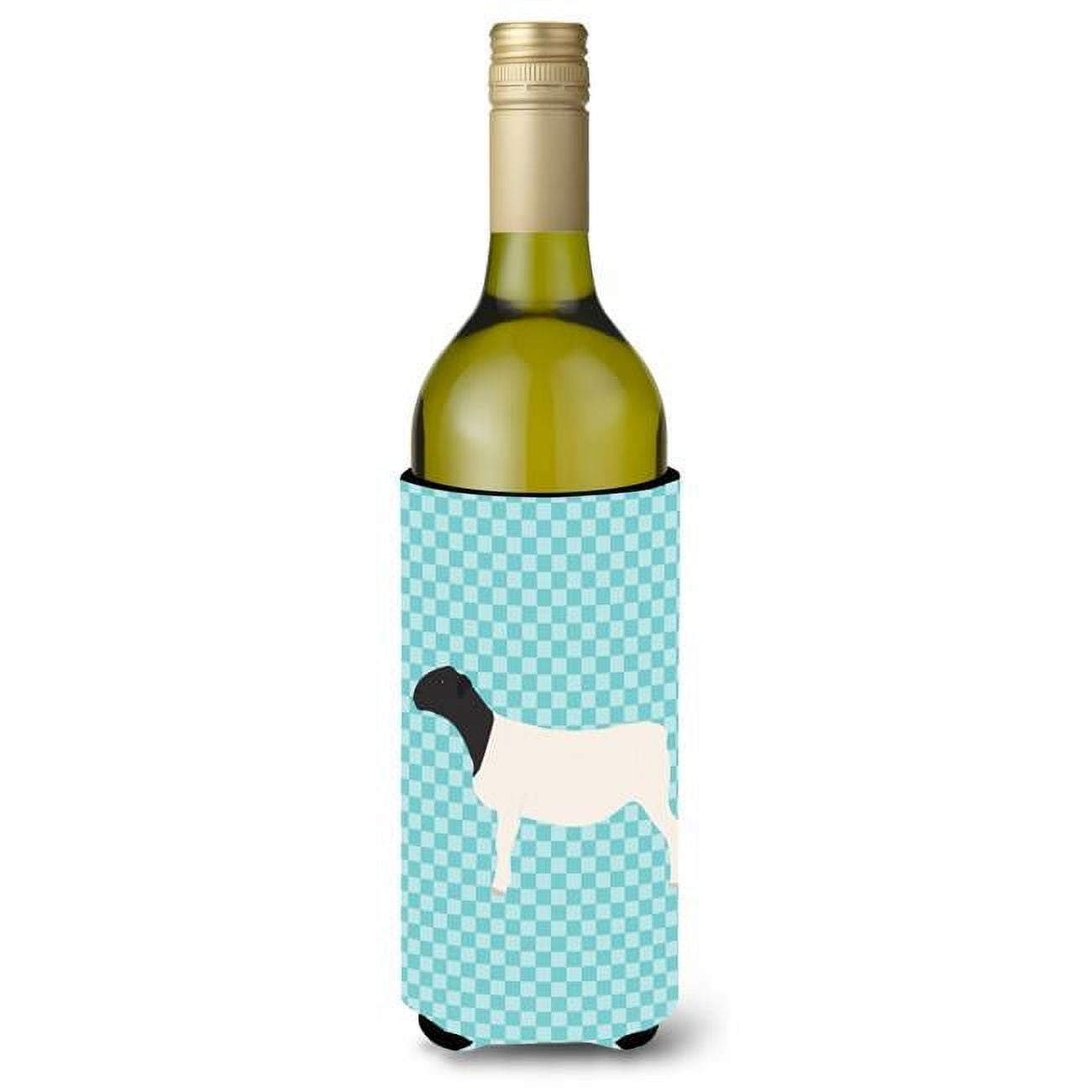 Picture of Carolines Treasures BB8152LITERK Dorper Sheep Blue Check Wine Bottle Beverge Insulator Hugger