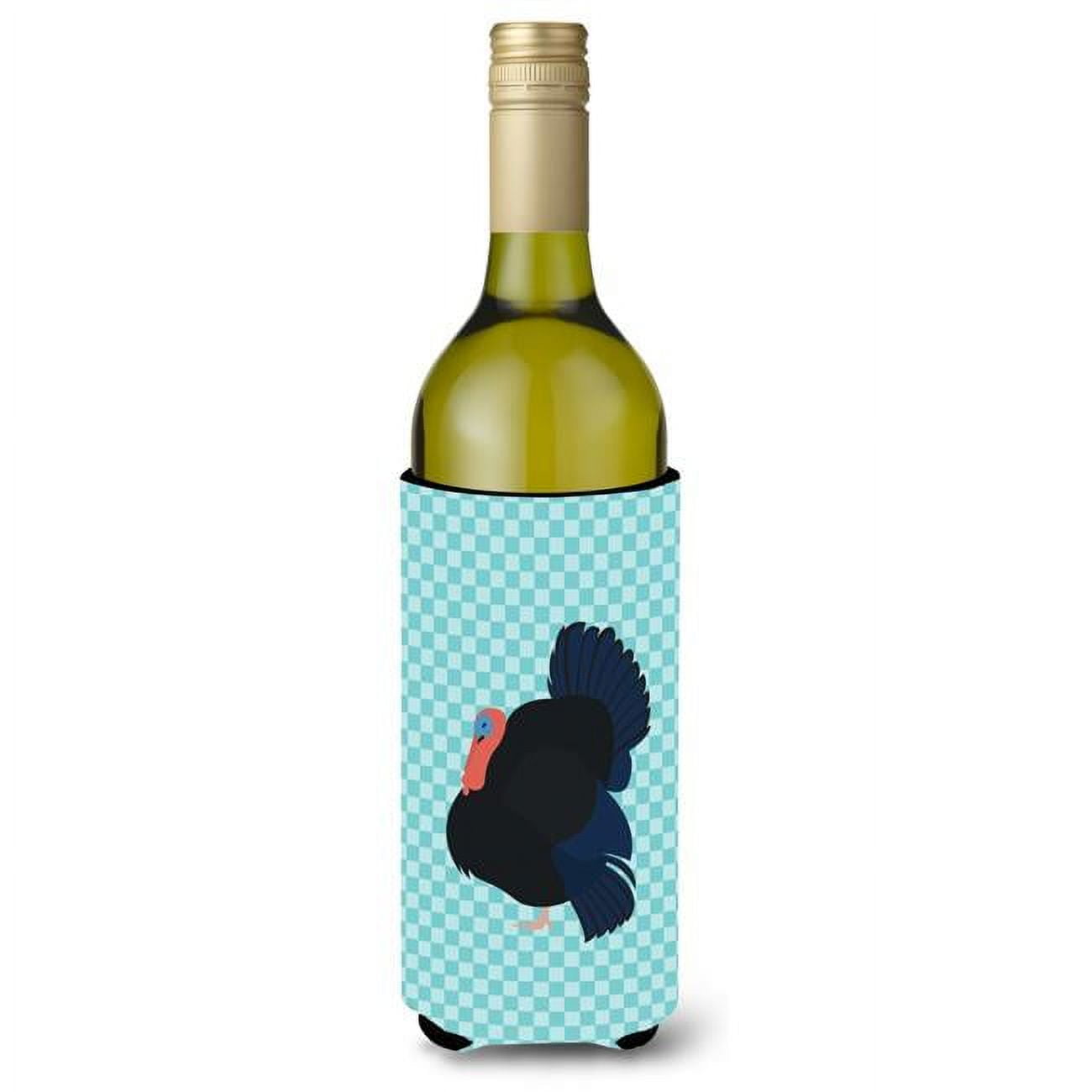 Picture of Carolines Treasures BB8159LITERK Norfolk Black Turkey Blue Check Wine Bottle Beverge Insulator Hugger