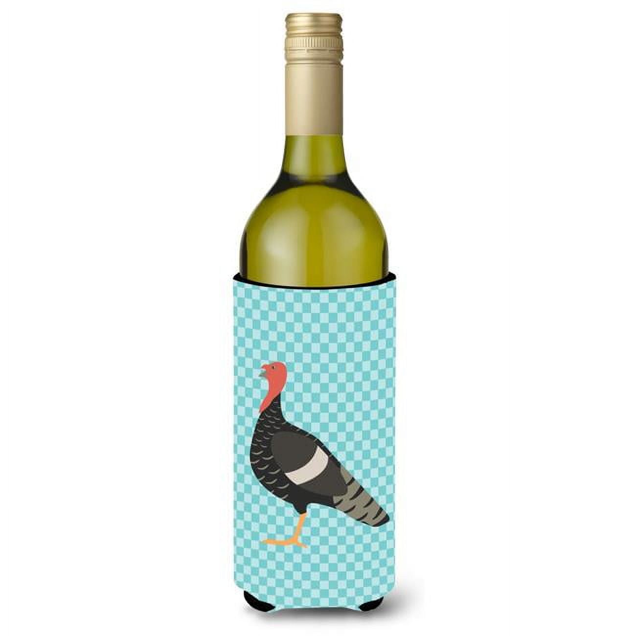 Picture of Carolines Treasures BB8161LITERK Marragansett Turkey Blue Check Wine Bottle Beverge Insulator Hugger