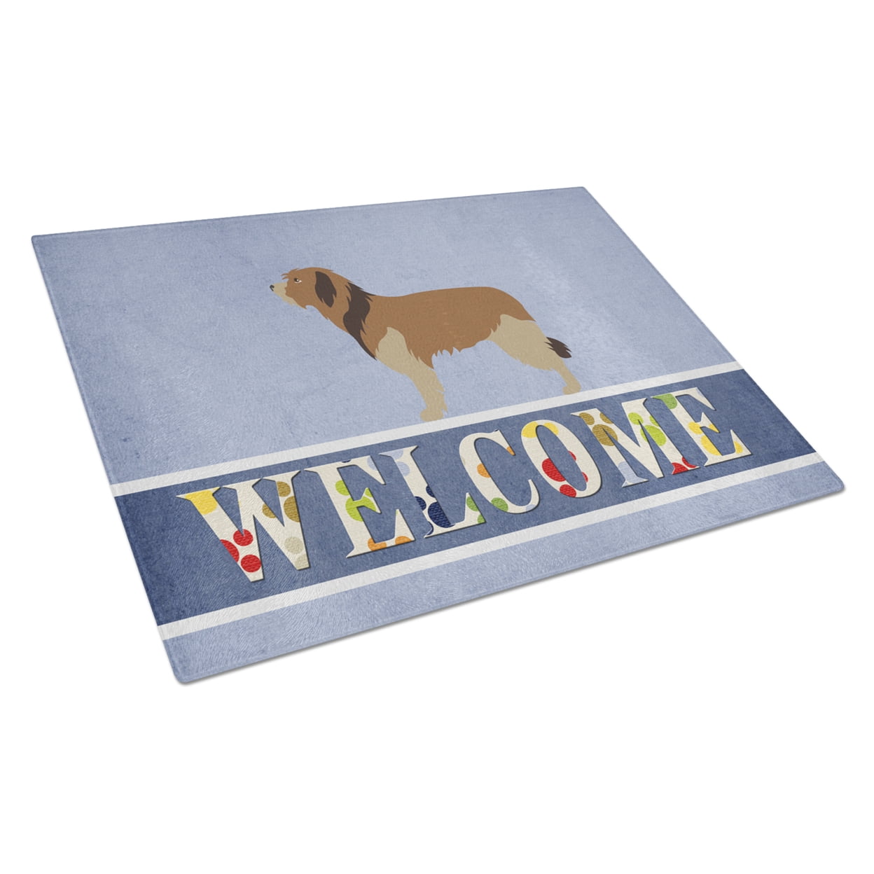 Catalan Sheepdog Welcome Glass Cutting Board - Large