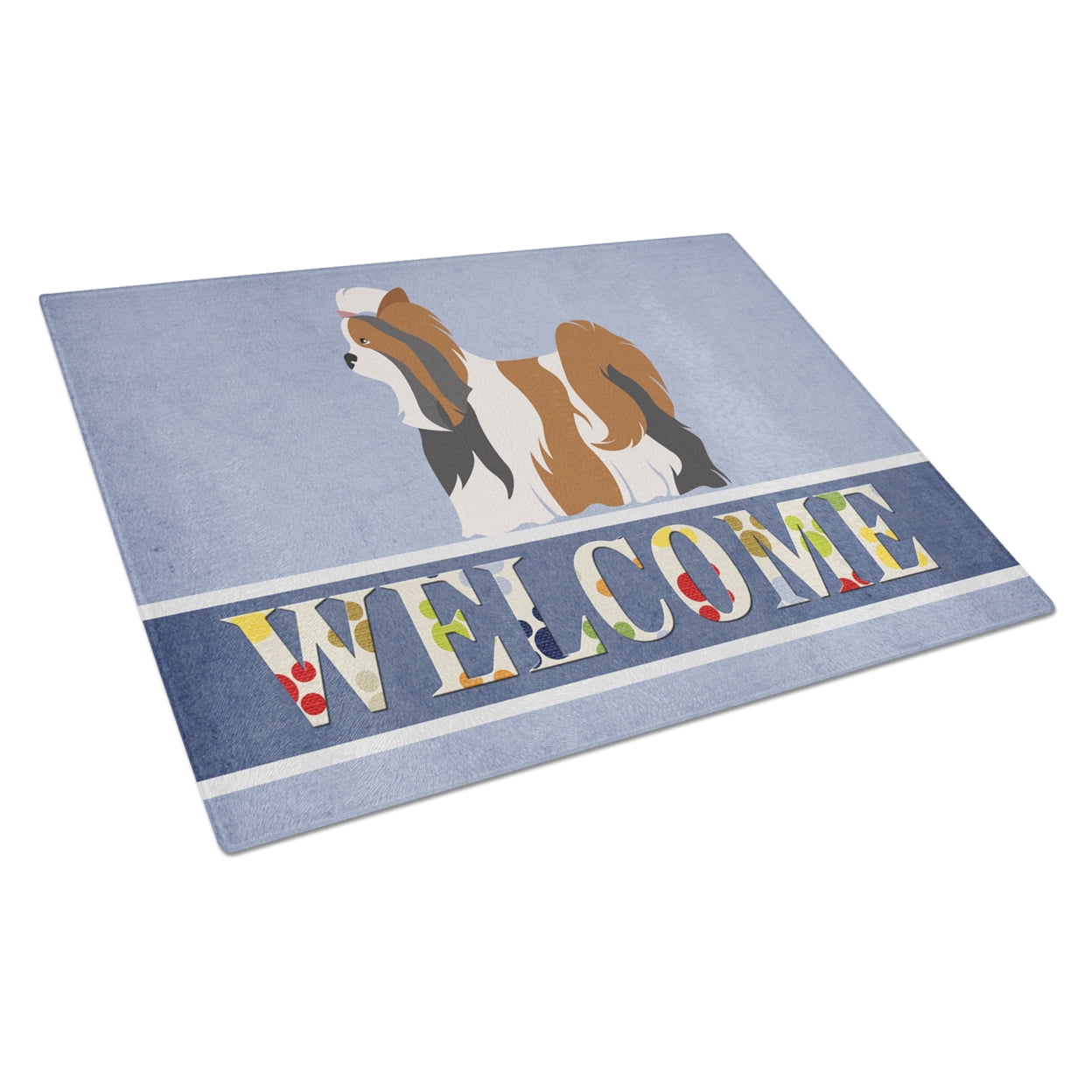 Biewer Terrier Welcome Glass Cutting Board - Large