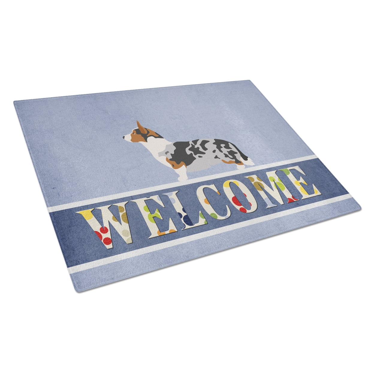 Welsh Corgi Cardigan Welcome Glass Cutting Board - Large