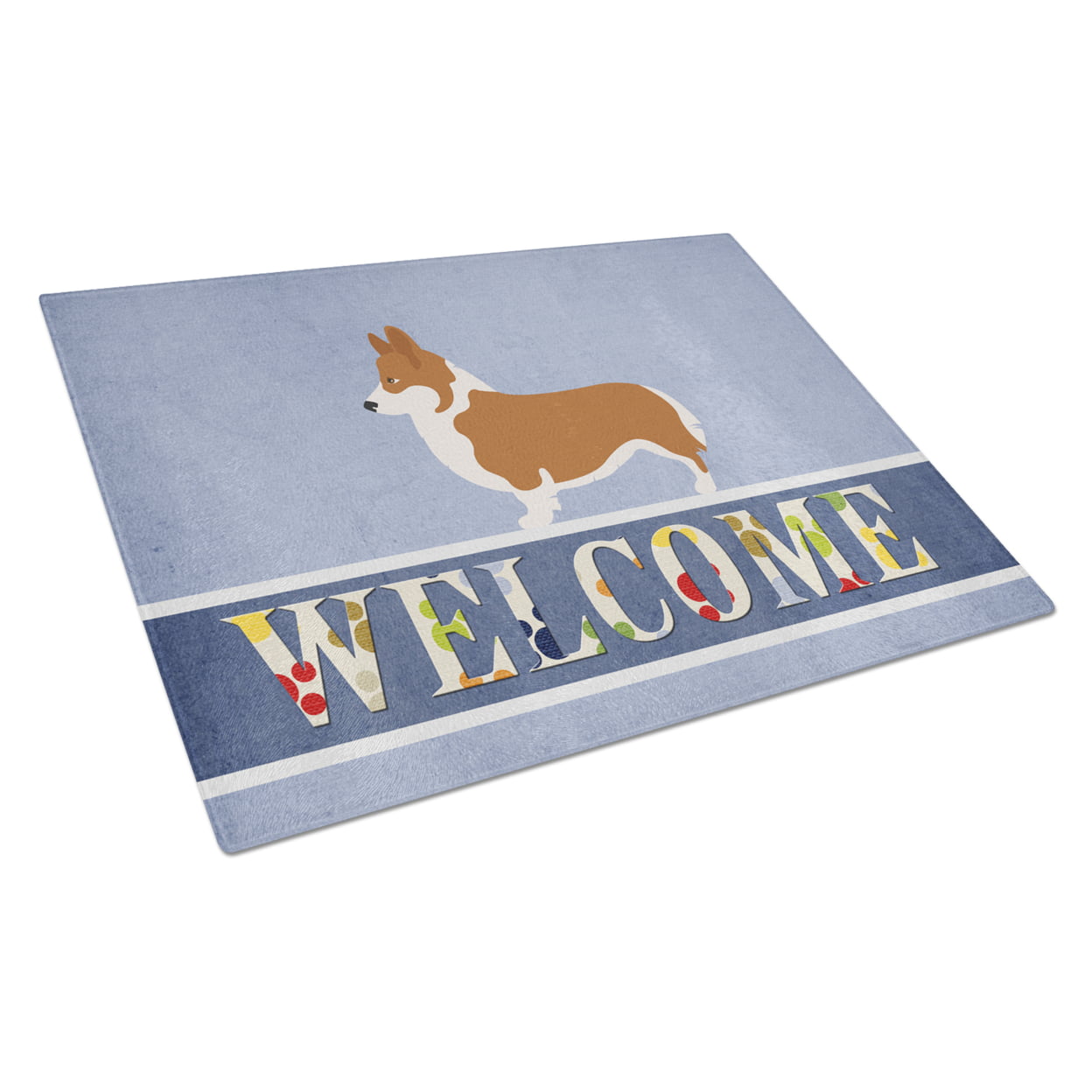 Pembroke Welsh Corgi Welcome Glass Cutting Board - Large
