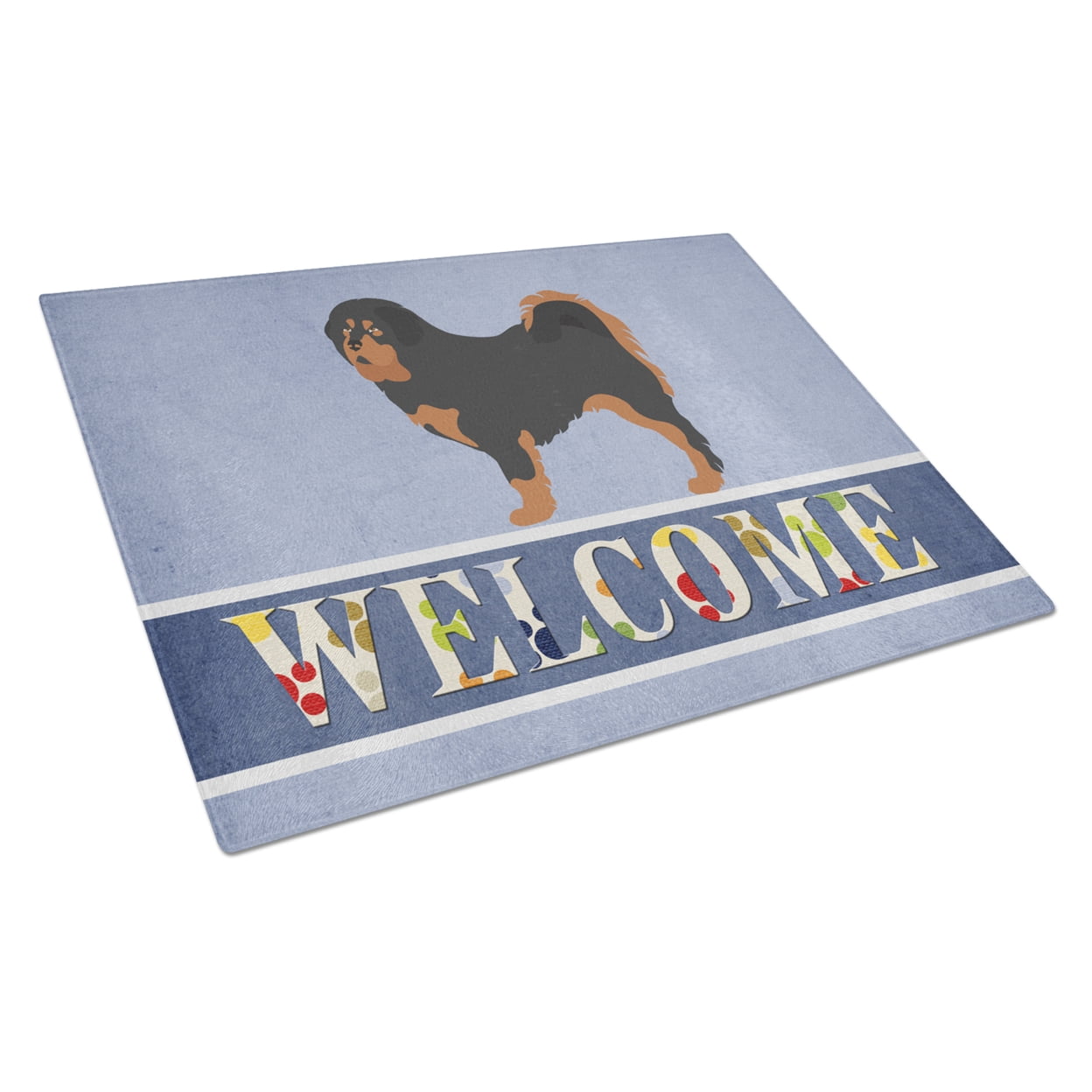 Tibetan Mastiff Welcome Glass Cutting Board - Large