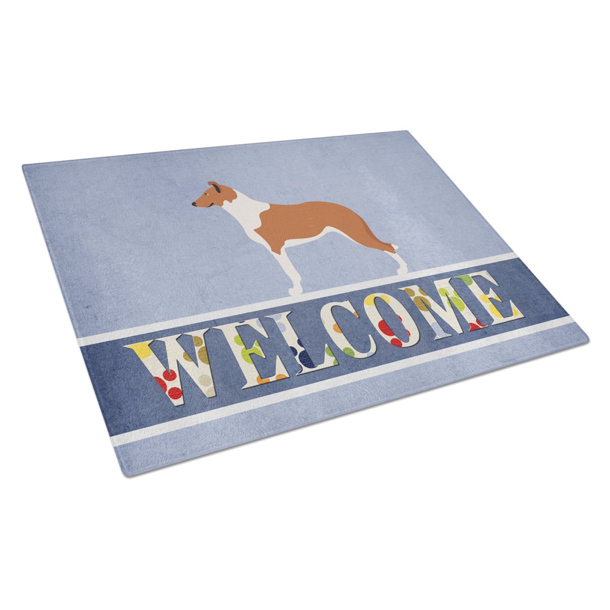 Smooth Collie Welcome Glass Cutting Board - Large