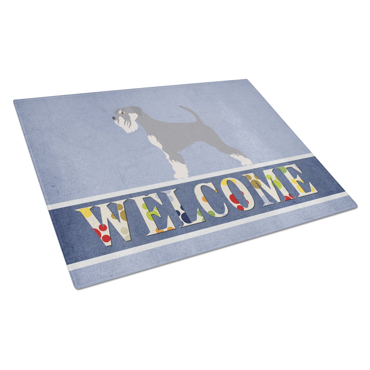 Schnauzer Welcome Glass Cutting Board Large