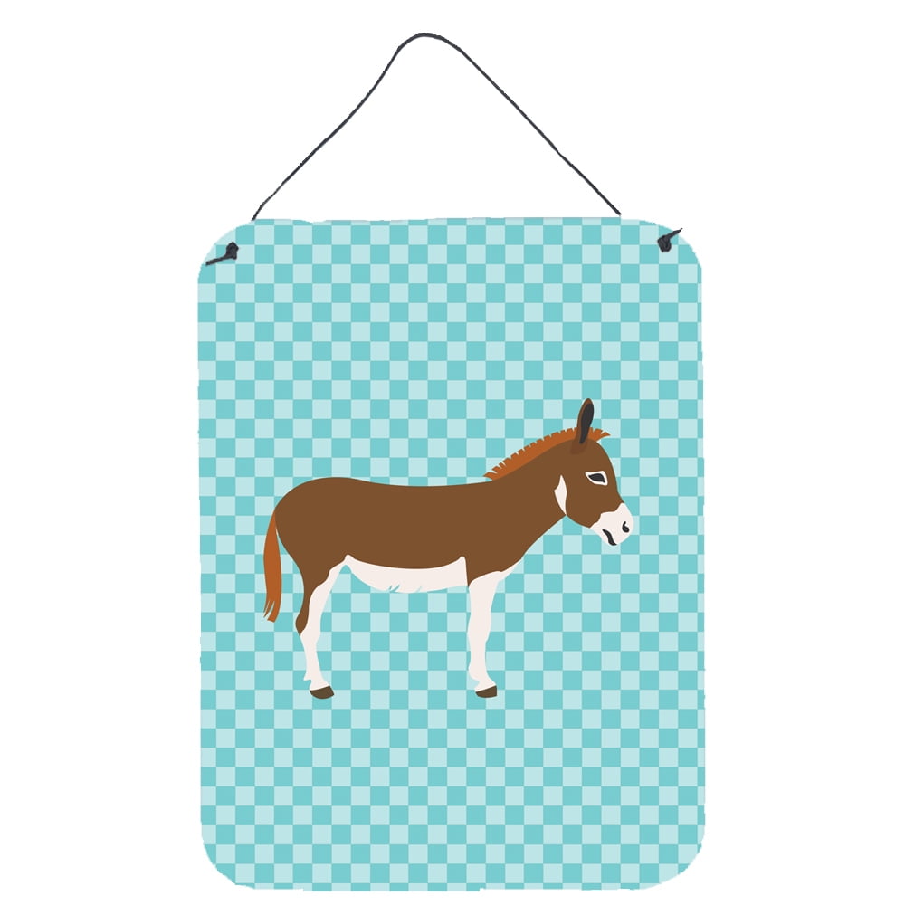 Picture of Carolines Treasures BB8021DS1216 Miniature Mediterranian Donkey Blue Check Wall or Door Hanging Prints