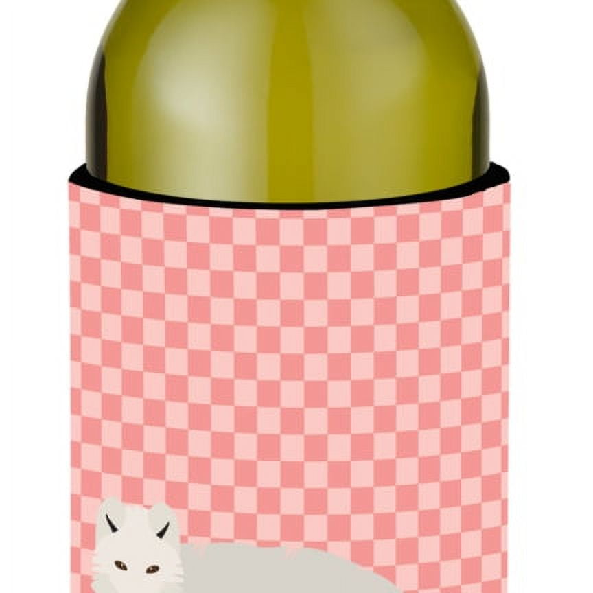 Picture of Carolines Treasures BB7877LITERK White Arctic Fox Pink Check Wine Bottle Beverge Insulator Hugger