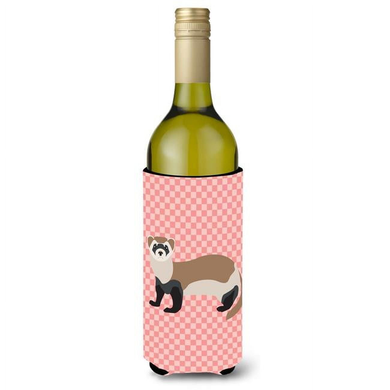 Picture of Carolines Treasures BB7878LITERK Ferret Pink Check Wine Bottle Beverge Insulator Hugger