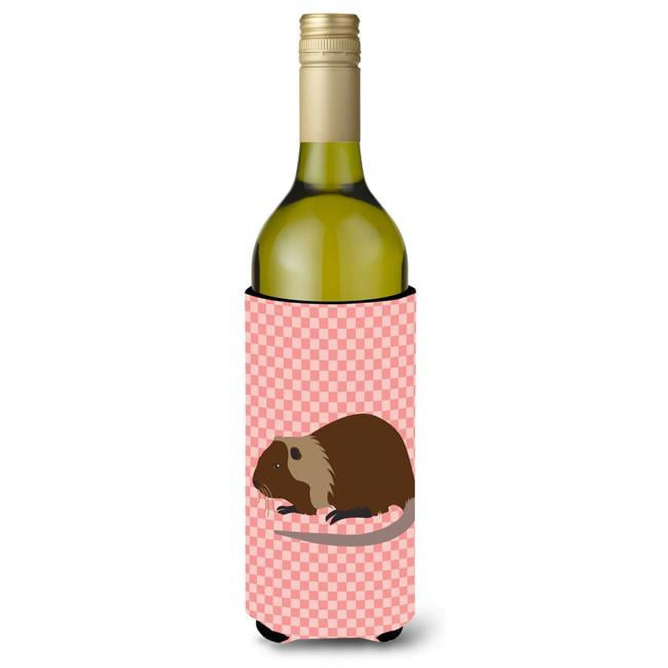 Picture of Carolines Treasures BB7879LITERK Coypu Nutria River Rat Pink Check Wine Bottle Beverge Insulator Hugger