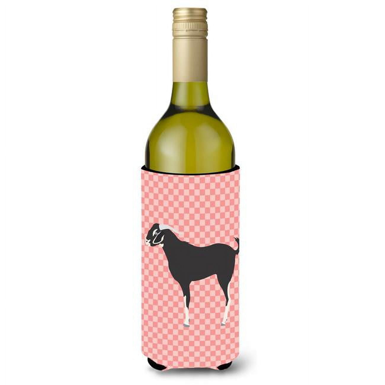Picture of Carolines Treasures BB7884LITERK Black Bengal Goat Pink Check Wine Bottle Beverge Insulator Hugger