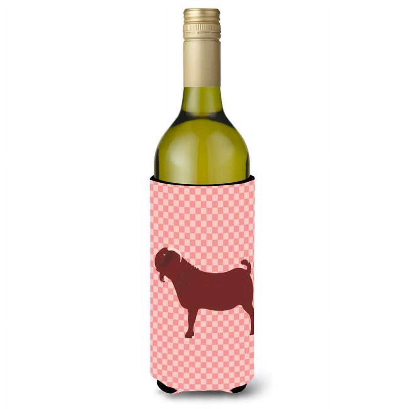 Picture of Carolines Treasures BB7891LITERK Kalahari Red Goat Pink Check Wine Bottle Beverge Insulator Hugger