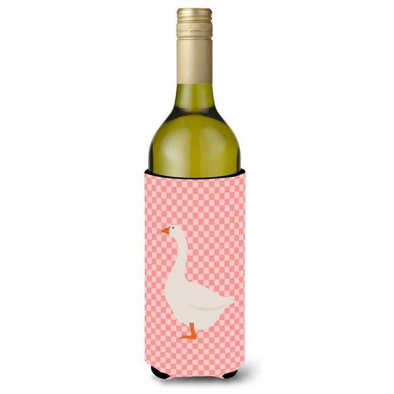 Picture of Carolines Treasures BB7892LITERK Embden Goose Pink Check Wine Bottle Beverge Insulator Hugger