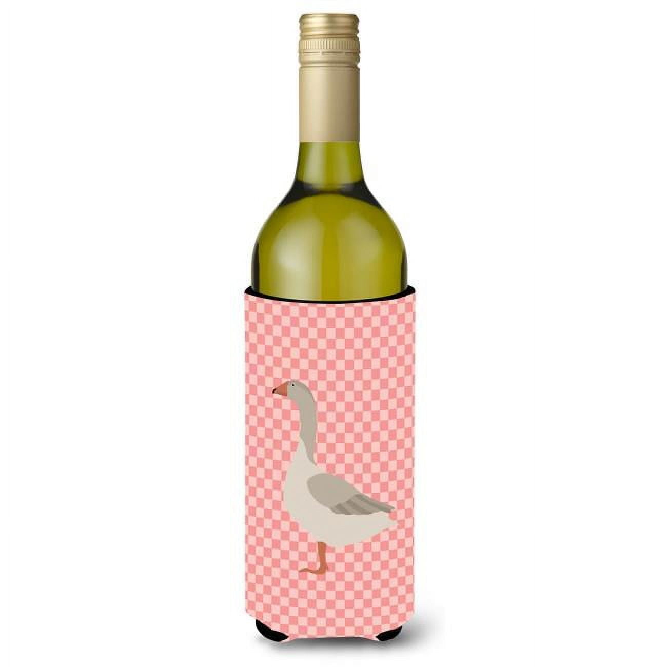 Picture of Carolines Treasures BB7894LITERK Steinbacher Goose Pink Check Wine Bottle Beverge Insulator Hugger