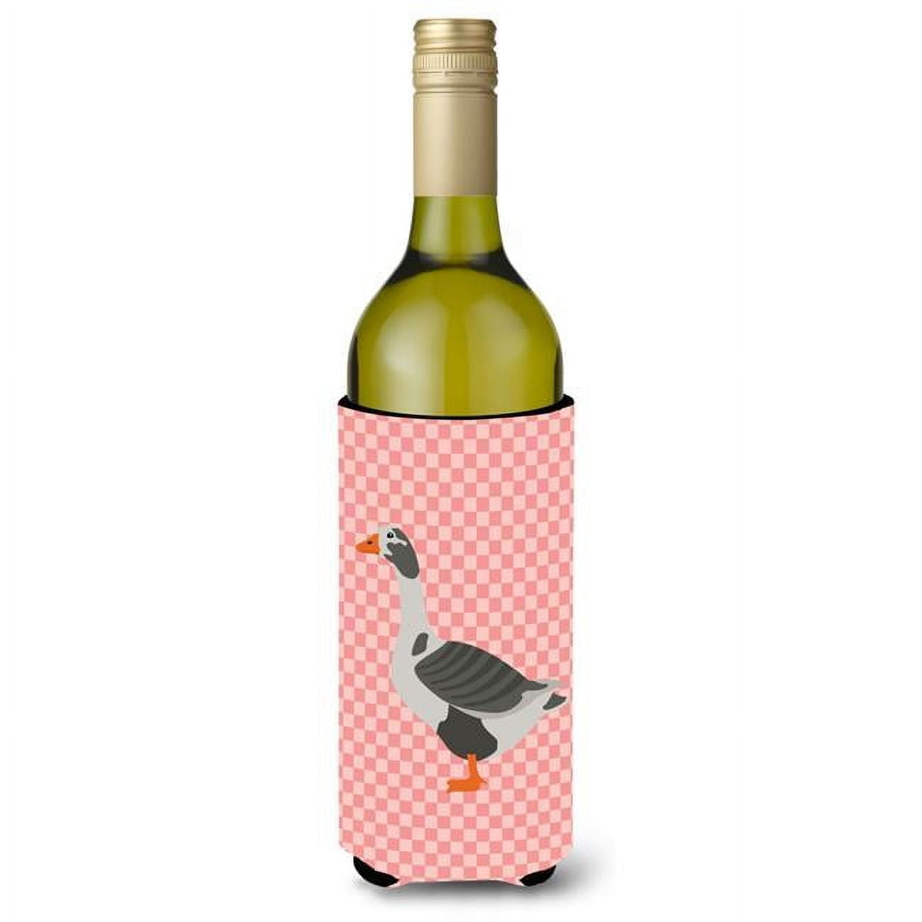Picture of Carolines Treasures BB7895LITERK West of England Goose Pink Check Wine Bottle Beverge Insulator Hugger