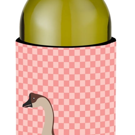Picture of Carolines Treasures BB7896LITERK Chinese Goose Pink Check Wine Bottle Beverge Insulator Hugger