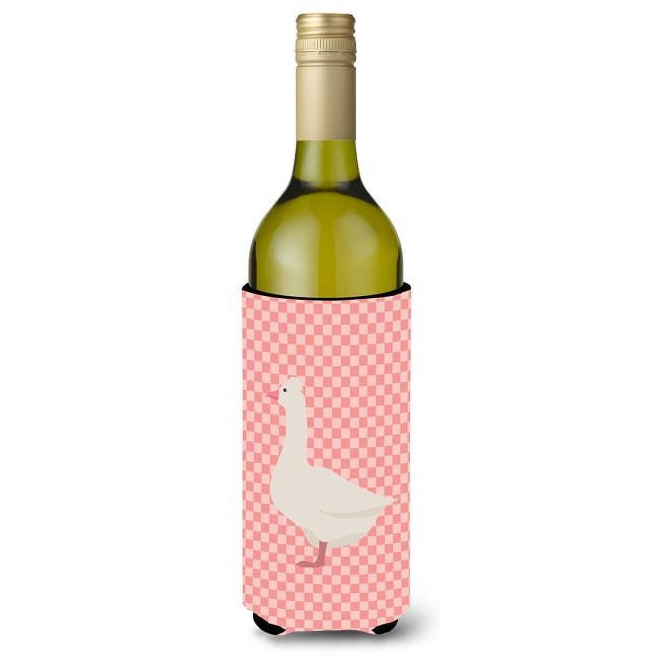 Picture of Carolines Treasures BB7898LITERK Roman Goose Pink Check Wine Bottle Beverge Insulator Hugger