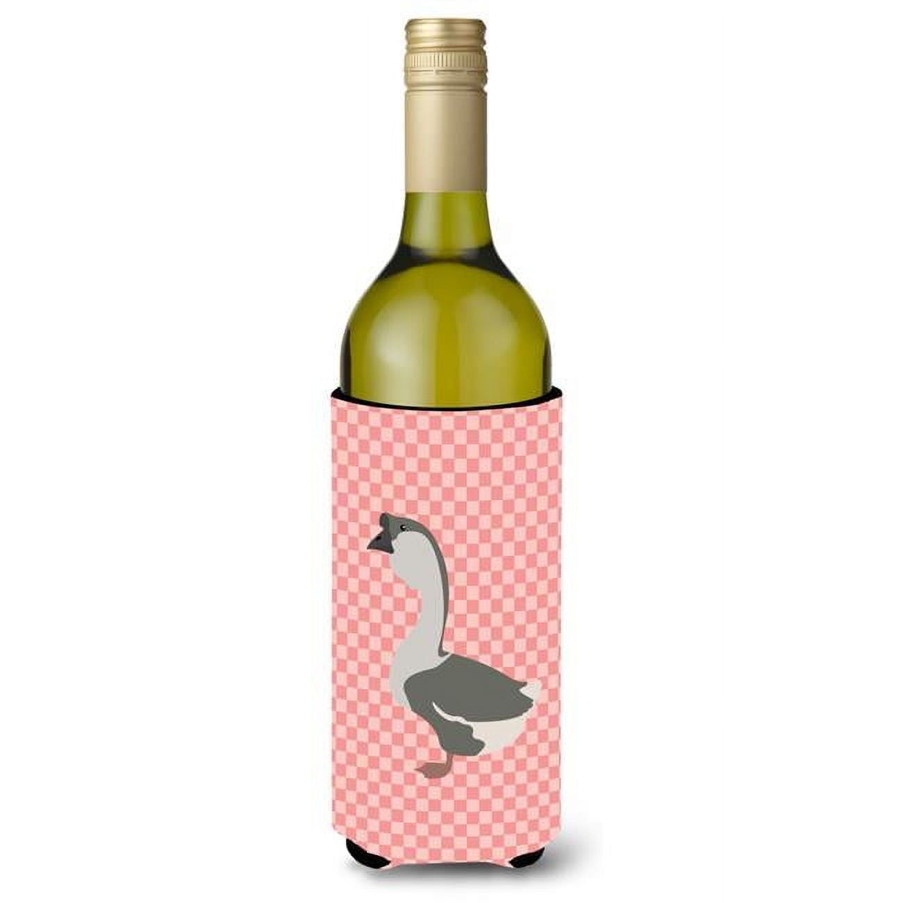 Picture of Carolines Treasures BB7899LITERK African Goose Pink Check Wine Bottle Beverge Insulator Hugger