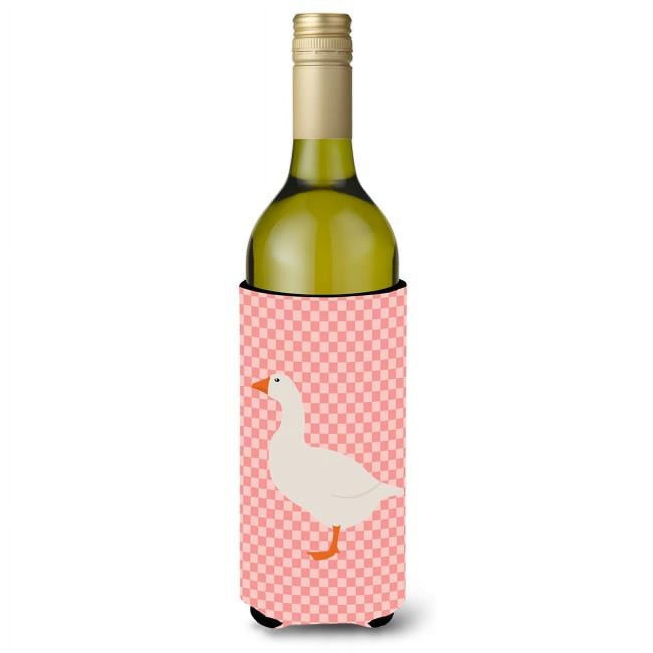 Picture of Carolines Treasures BB7900LITERK Shire Horse Pink Check Wine Bottle Beverge Insulator Hugger