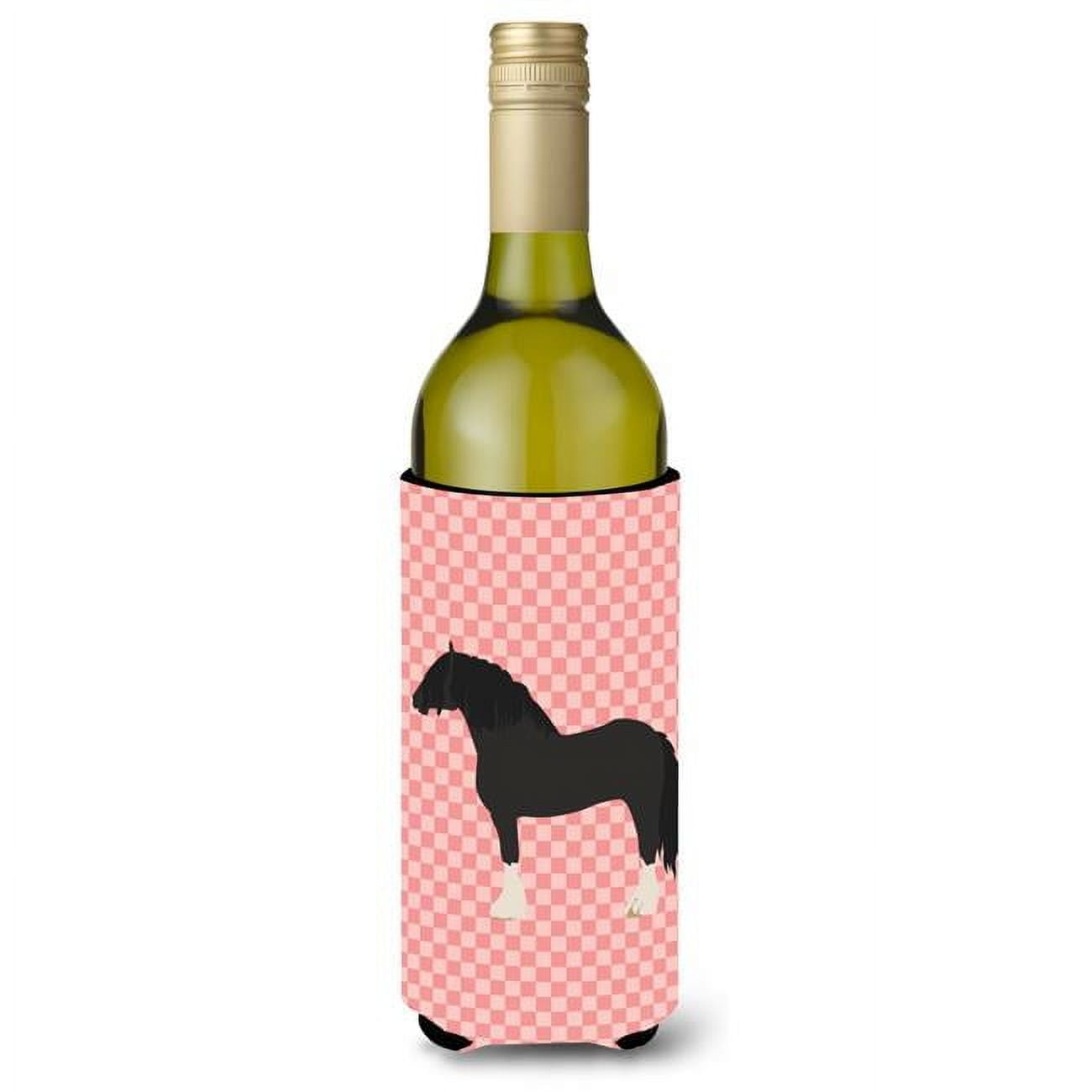 Picture of Carolines Treasures BB7904LITERK Pomeranian Rogener Goose Pink Check Wine Bottle Beverge Insulator Hugger