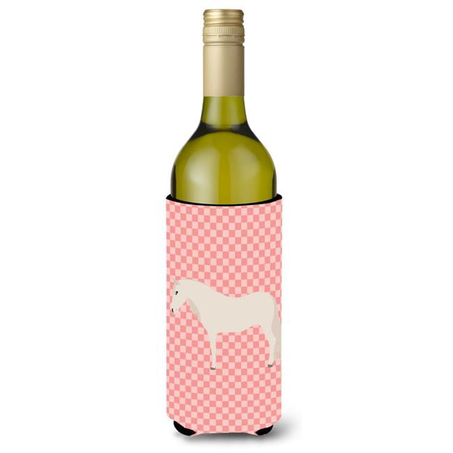 Picture of Carolines Treasures BB7905LITERK Paso Fino Horse Pink Check Wine Bottle Beverge Insulator Hugger