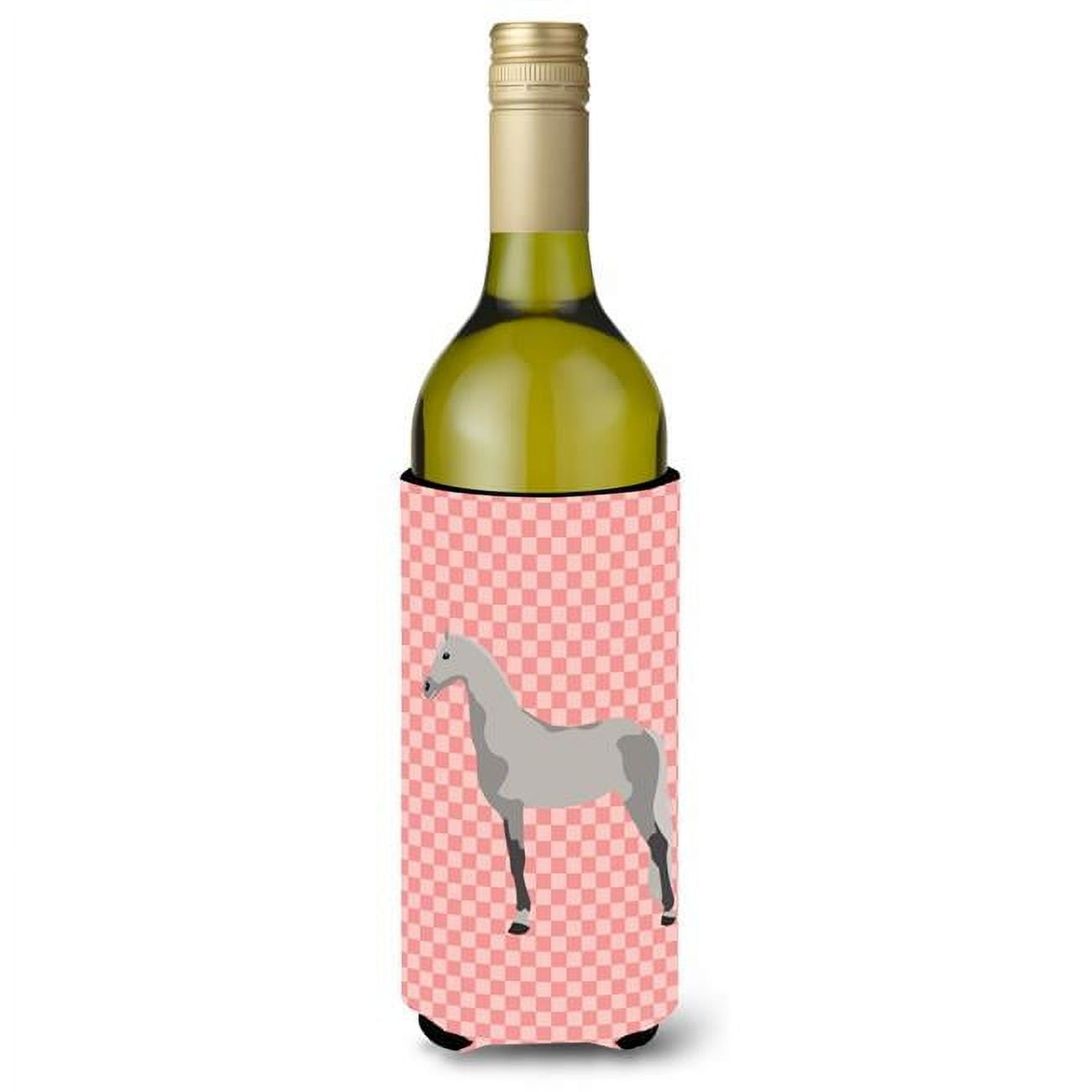 Picture of Carolines Treasures BB7908LITERK Orlov Trotter Horse Pink Check Wine Bottle Beverge Insulator Hugger