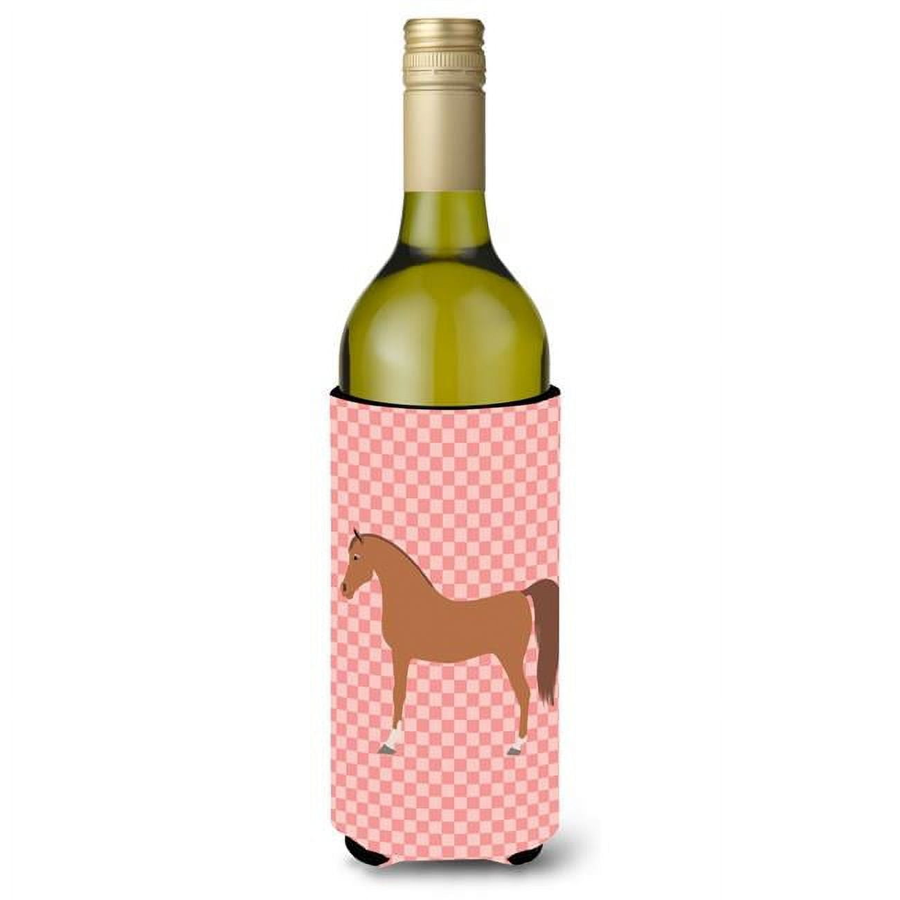 Picture of Carolines Treasures BB7911LITERK Arabian Horse Pink Check Wine Bottle Beverge Insulator Hugger