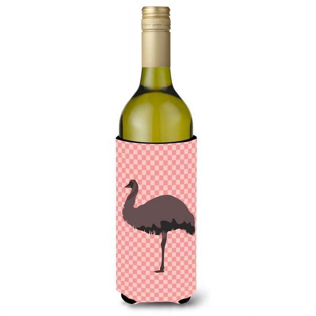Picture of Carolines Treasures BB7922LITERK Emu Pink Check Wine Bottle Beverge Insulator Hugger