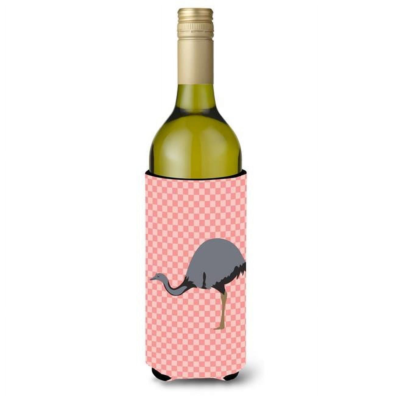 Picture of Carolines Treasures BB7923LITERK Rhea Pink Check Wine Bottle Beverge Insulator Hugger