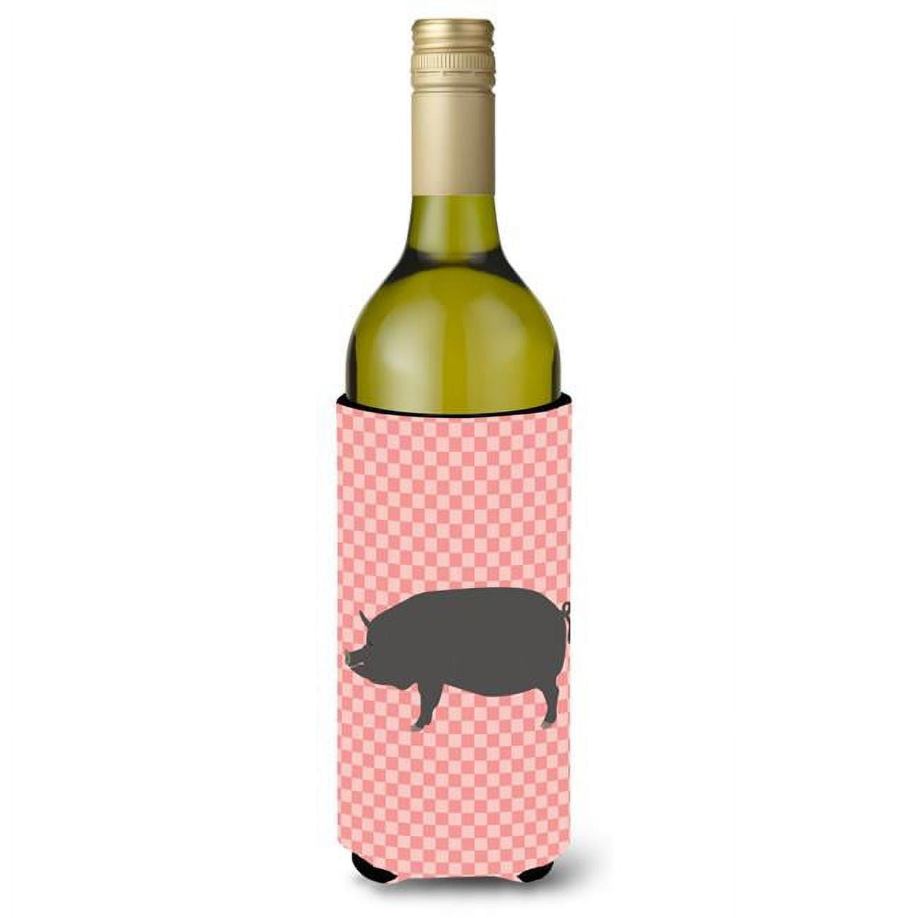 Picture of Carolines Treasures BB7933LITERK Berkshire Pig Pink Check Wine Bottle Beverge Insulator Hugger