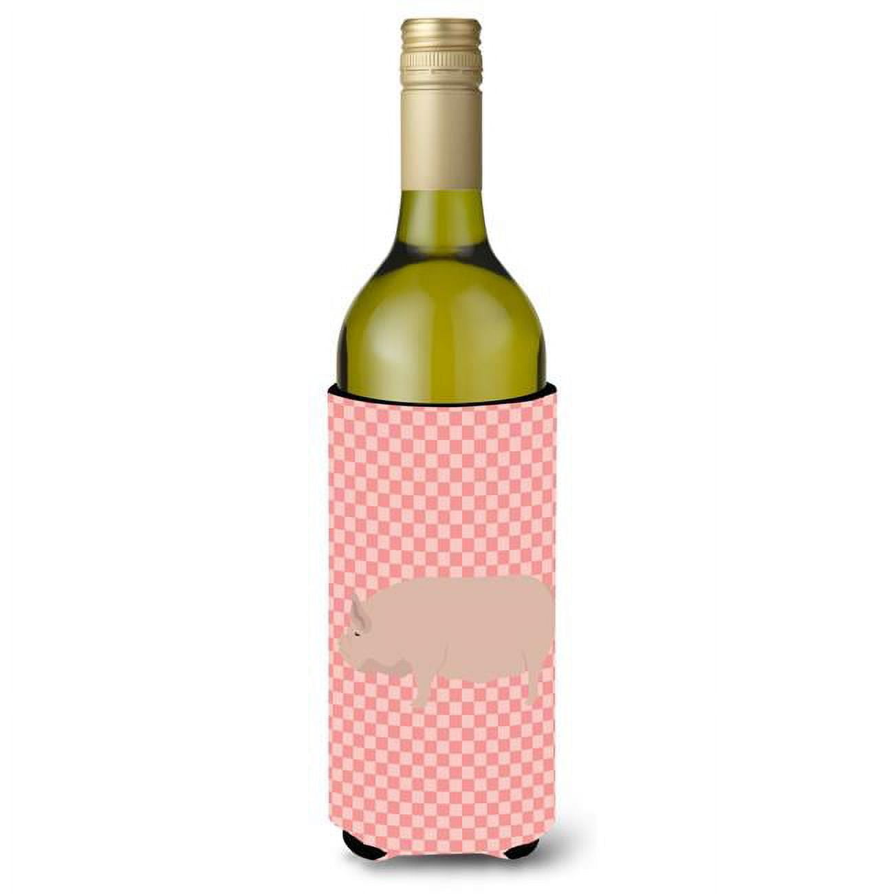 Picture of Carolines Treasures BB7937LITERK Welsh Pig Pink Check Wine Bottle Beverge Insulator Hugger