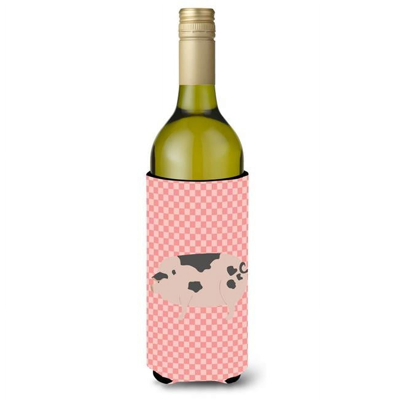 Picture of Carolines Treasures BB7940LITERK Gloucester Old Spot Pig Pink Check Wine Bottle Beverge Insulator Hugger