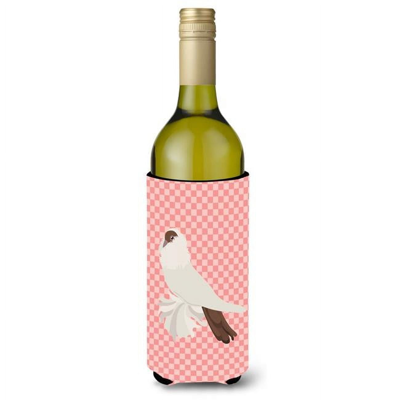 Picture of Carolines Treasures BB7944LITERK German Helmet Pigeon Pink Check Wine Bottle Beverge Insulator Hugger