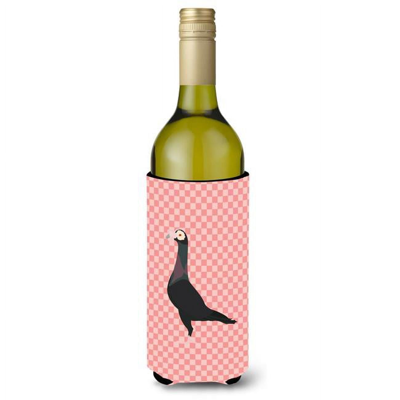 Picture of Carolines Treasures BB7945LITERK English Carrier Pigeon Pink Check Wine Bottle Beverge Insulator Hugger