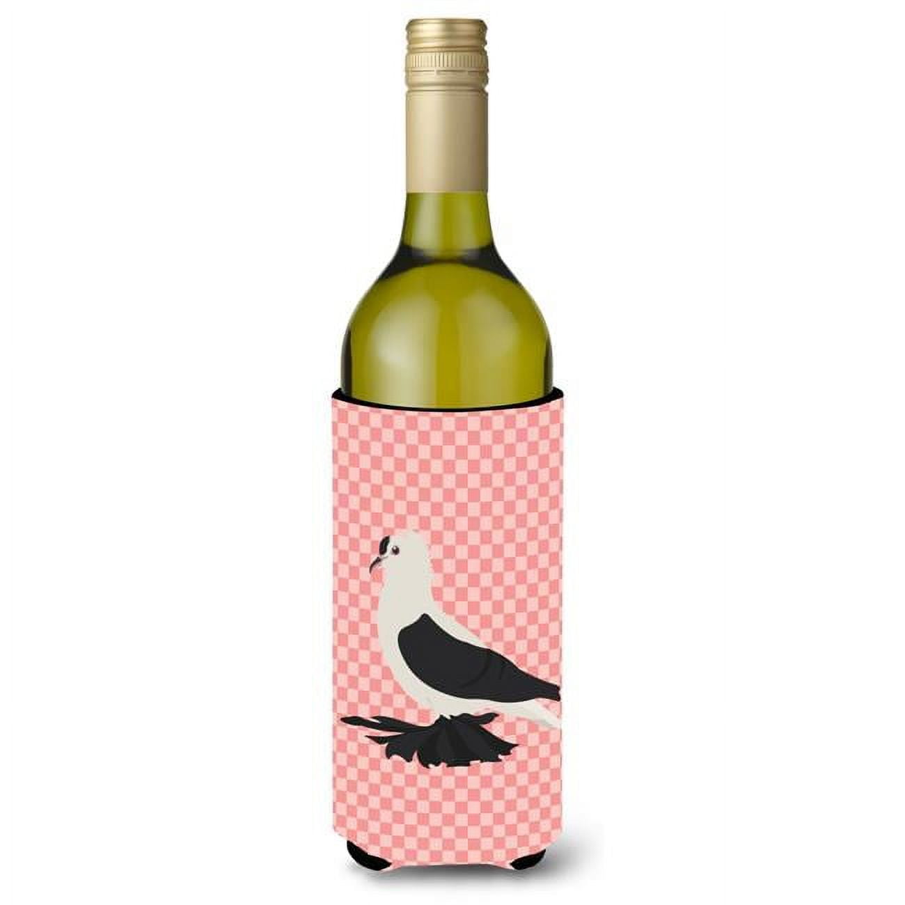 Picture of Carolines Treasures BB7946LITERK Saxon Fairy Swallow Pigeon Pink Check Wine Bottle Beverge Insulator Hugger