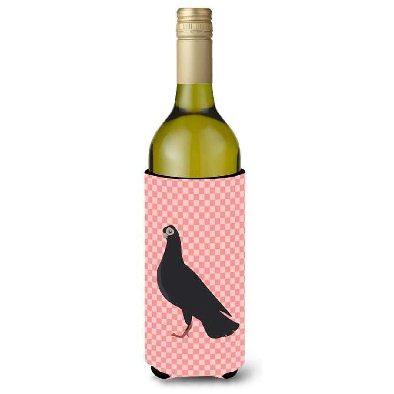 Picture of Carolines Treasures BB7947LITERK Budapest Highflyer Pigeon Pink Check Wine Bottle Beverge Insulator Hugger