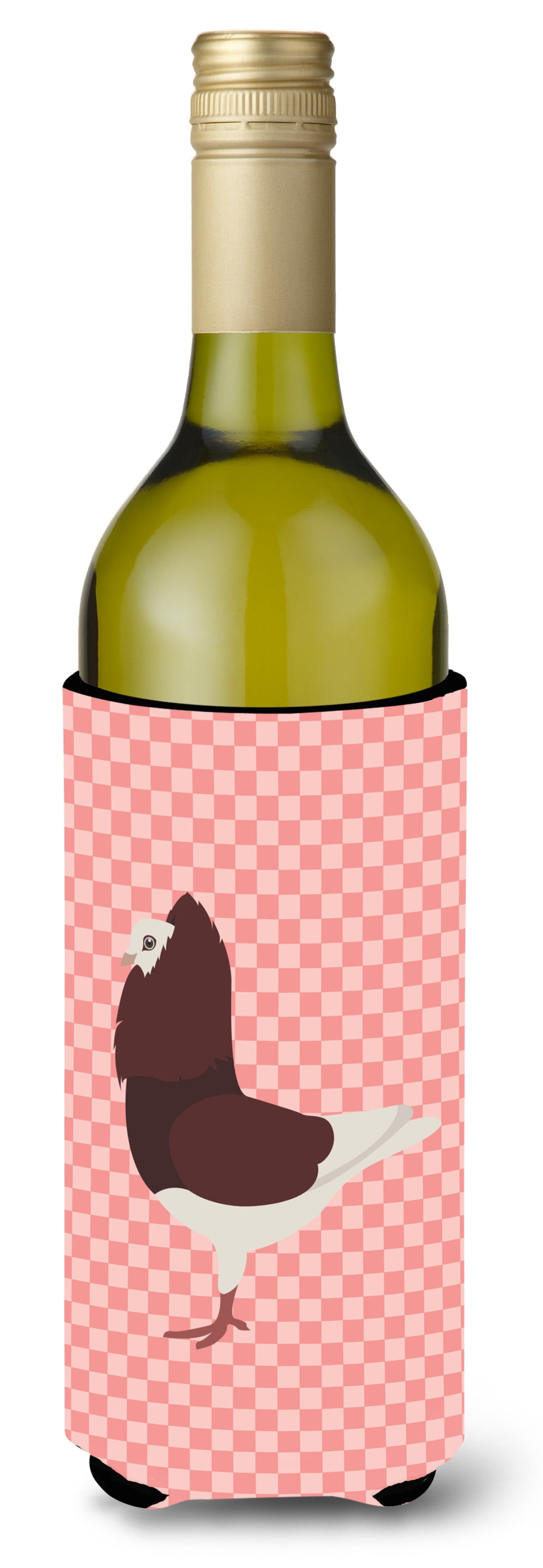 Picture of Carolines Treasures BB7948LITERK Capuchin Red Pigeon Pink Check Wine Bottle Beverge Insulator Hugger