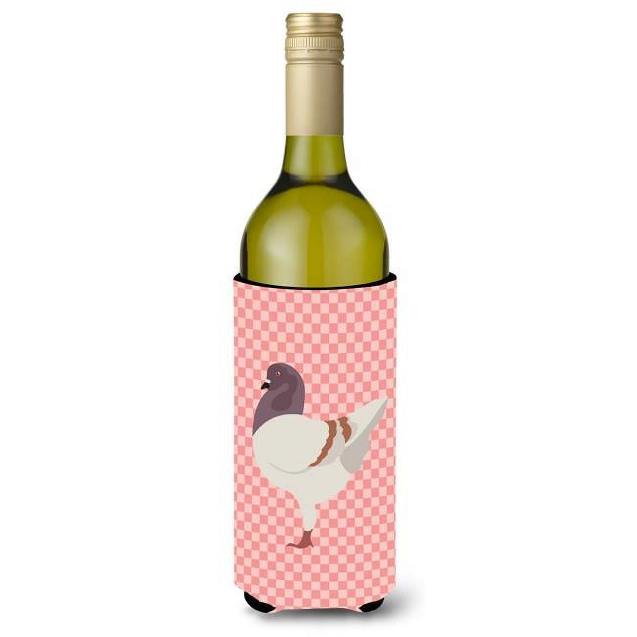 Picture of Carolines Treasures BB7949LITERK German Modena Pigeon Pink Check Wine Bottle Beverge Insulator Hugger