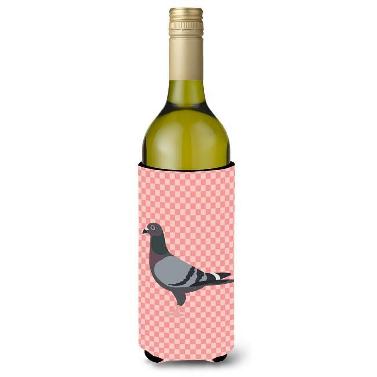 Picture of Carolines Treasures BB7951LITERK Racing Pigeon Pink Check Wine Bottle Beverge Insulator Hugger