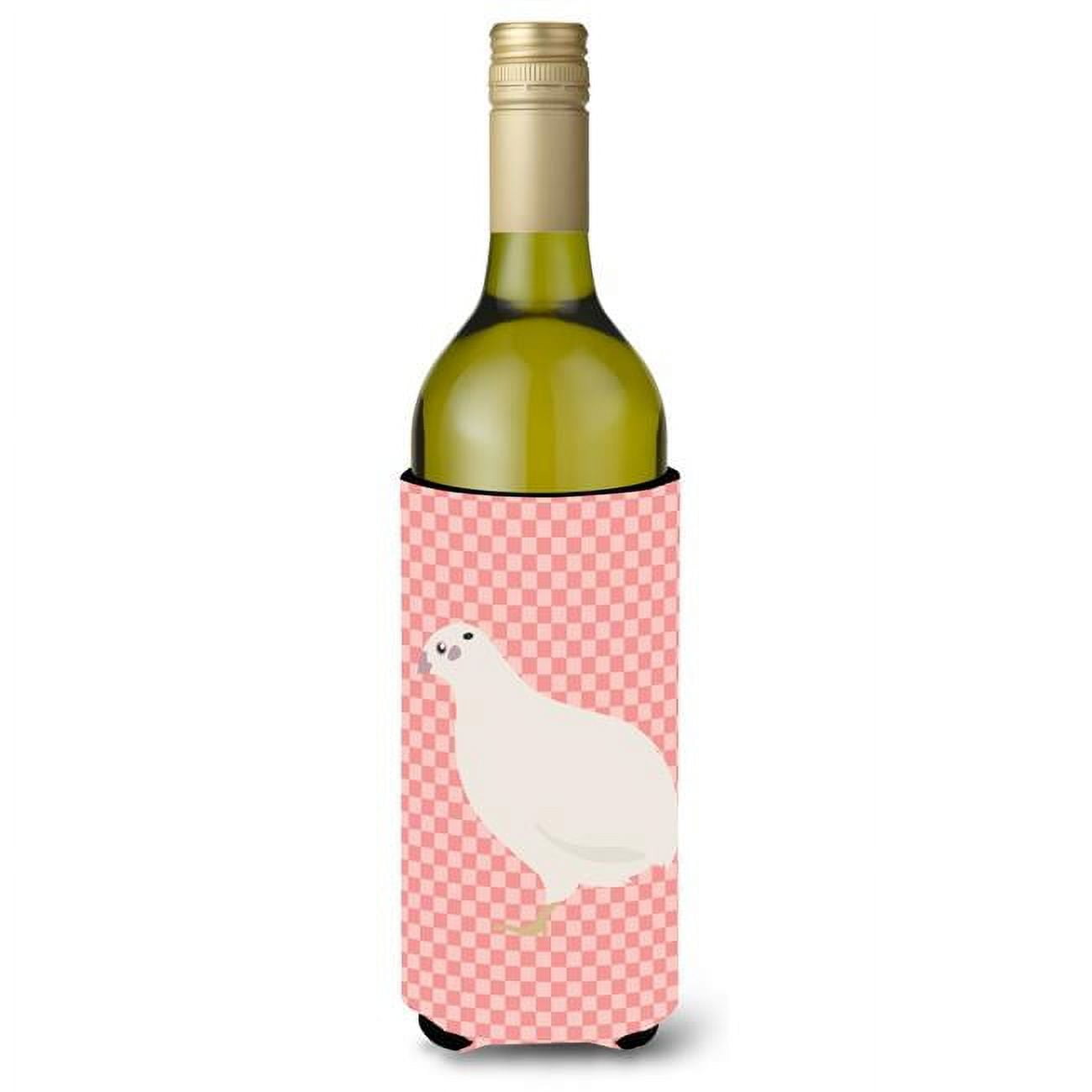 Picture of Carolines Treasures BB7957LITERK Texas Quail Pink Check Wine Bottle Beverge Insulator Hugger