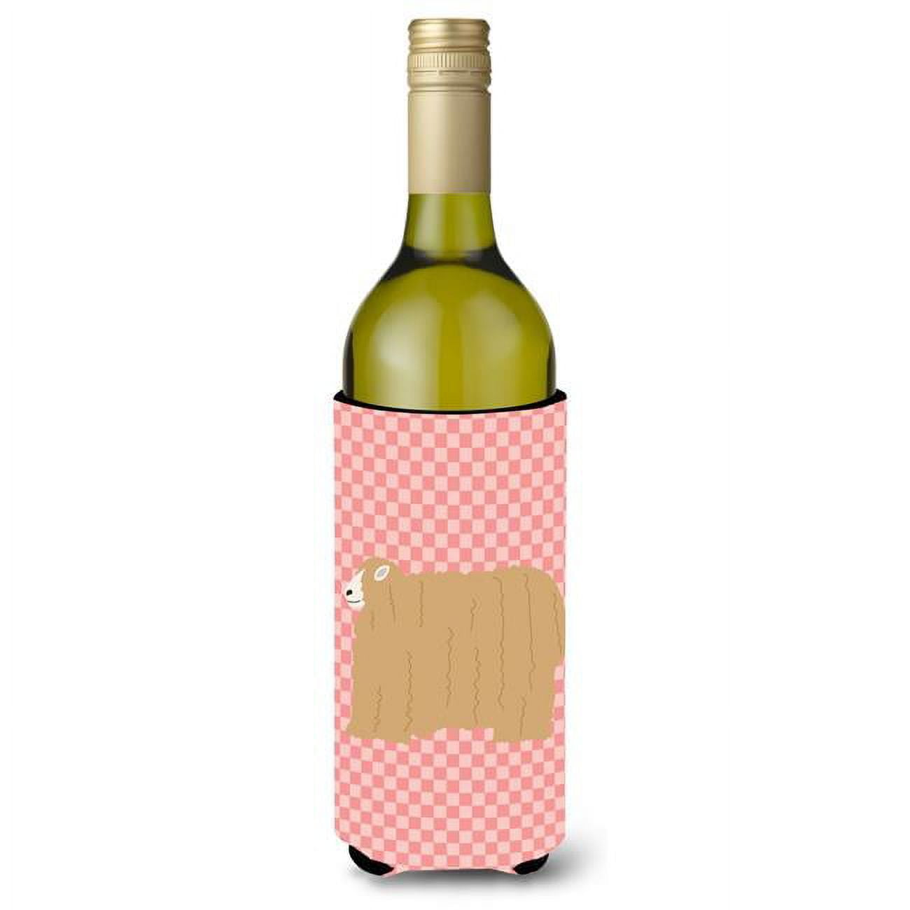 Picture of Carolines Treasures BB7971LITERK Lincoln Longwool Sheep Pink Check Wine Bottle Beverge Insulator Hugger