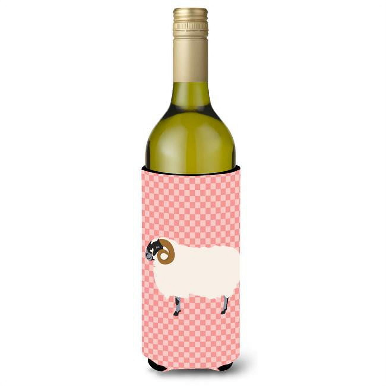 Picture of Carolines Treasures BB7973LITERK Scottish Blackface Sheep Pink Check Wine Bottle Beverge Insulator Hugger