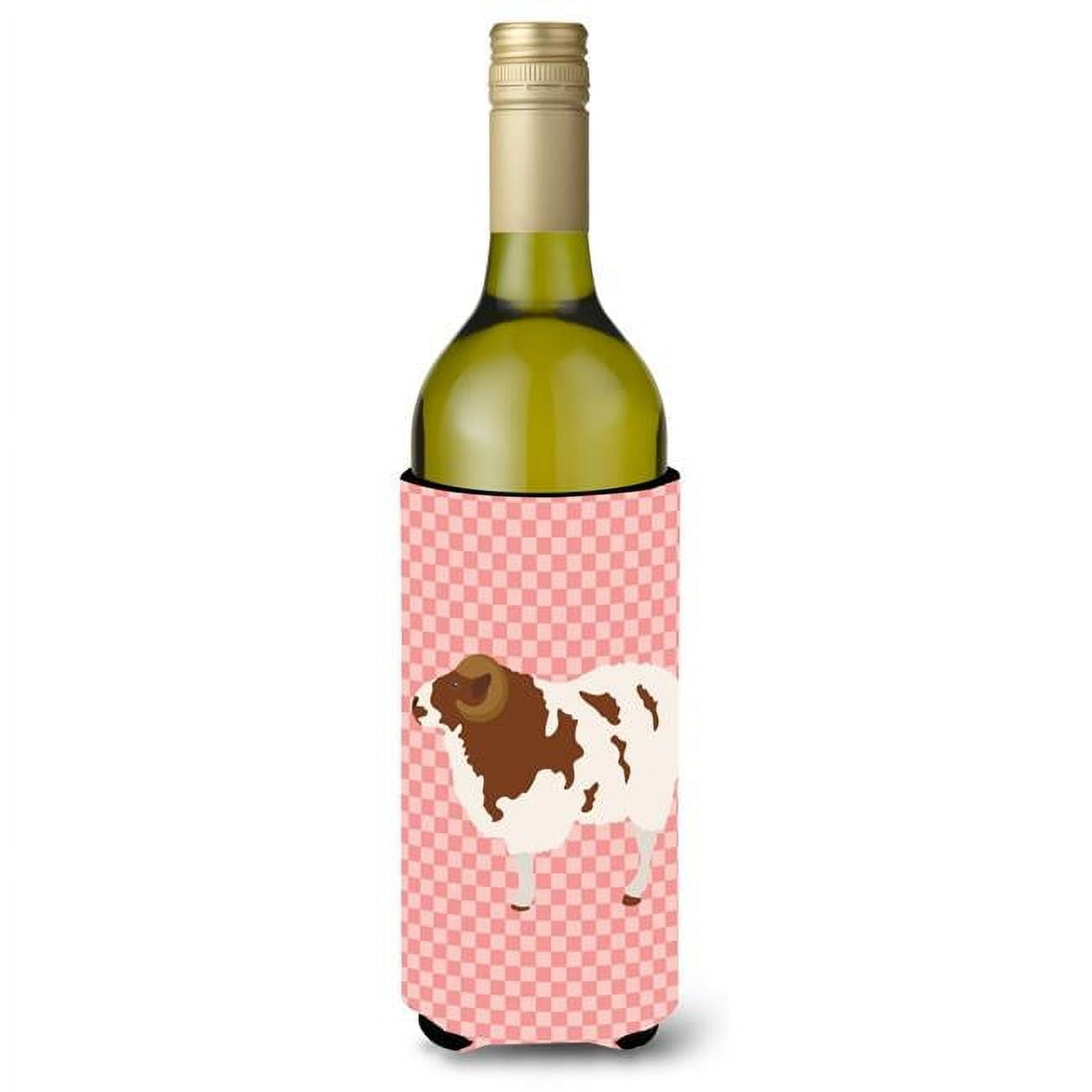 Picture of Carolines Treasures BB7975LITERK Jacob Sheep Pink Check Wine Bottle Beverge Insulator Hugger