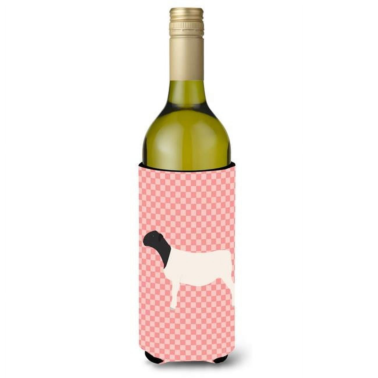 Picture of Carolines Treasures BB7978LITERK Dorper Sheep Pink Check Wine Bottle Beverge Insulator Hugger