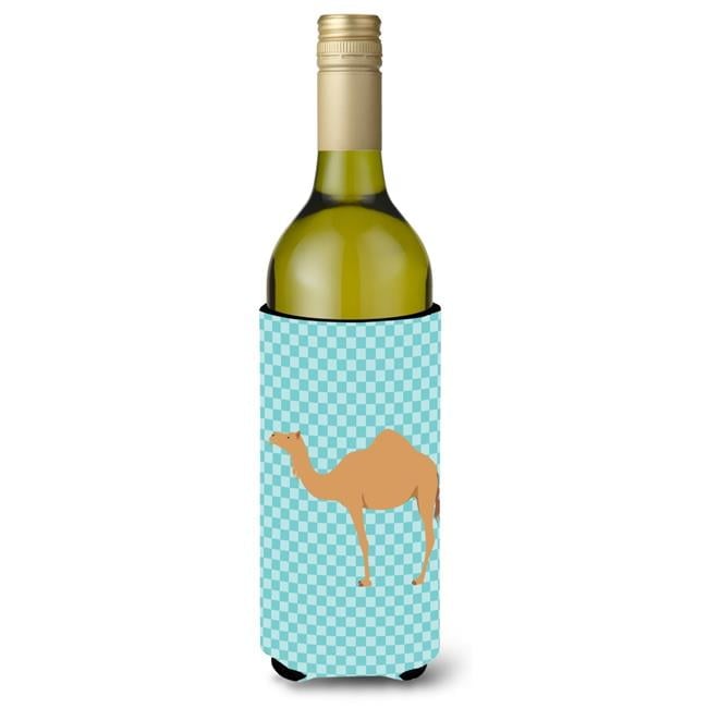 Picture of Carolines Treasures BB7991LITERK Arabian Camel Dromedary Blue Check Wine Bottle Beverge Insulator Hugger