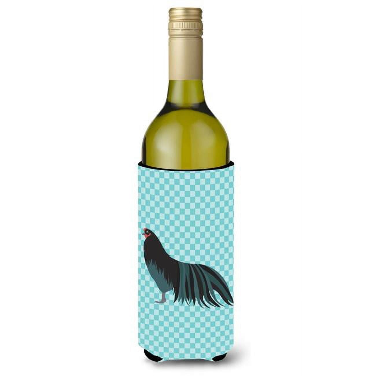 Picture of Carolines Treasures BB8007LITERK Sumatra Chicken Blue Check Wine Bottle Beverge Insulator Hugger