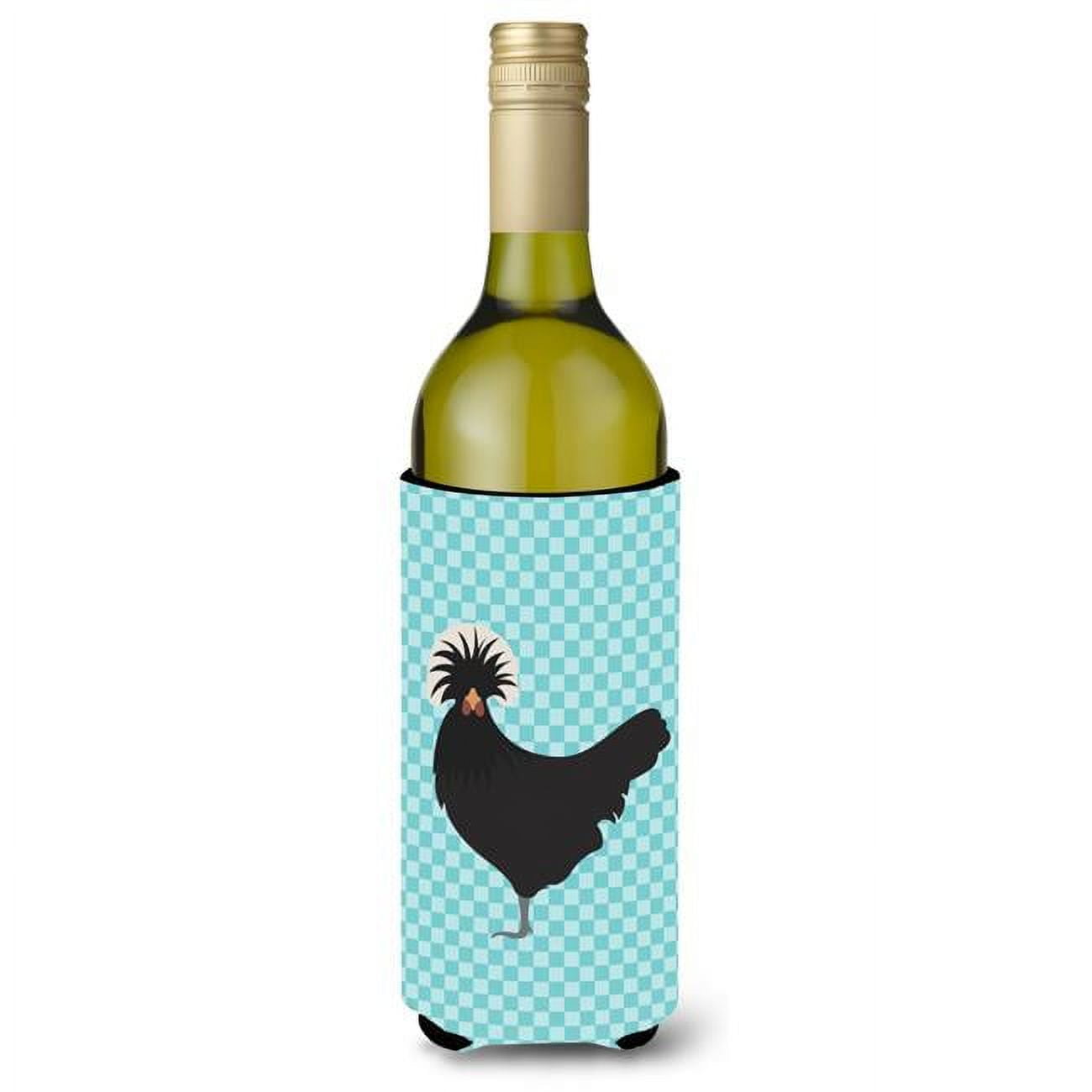 Picture of Carolines Treasures BB8008LITERK Polish Poland Chicken Blue Check Wine Bottle Beverge Insulator Hugger