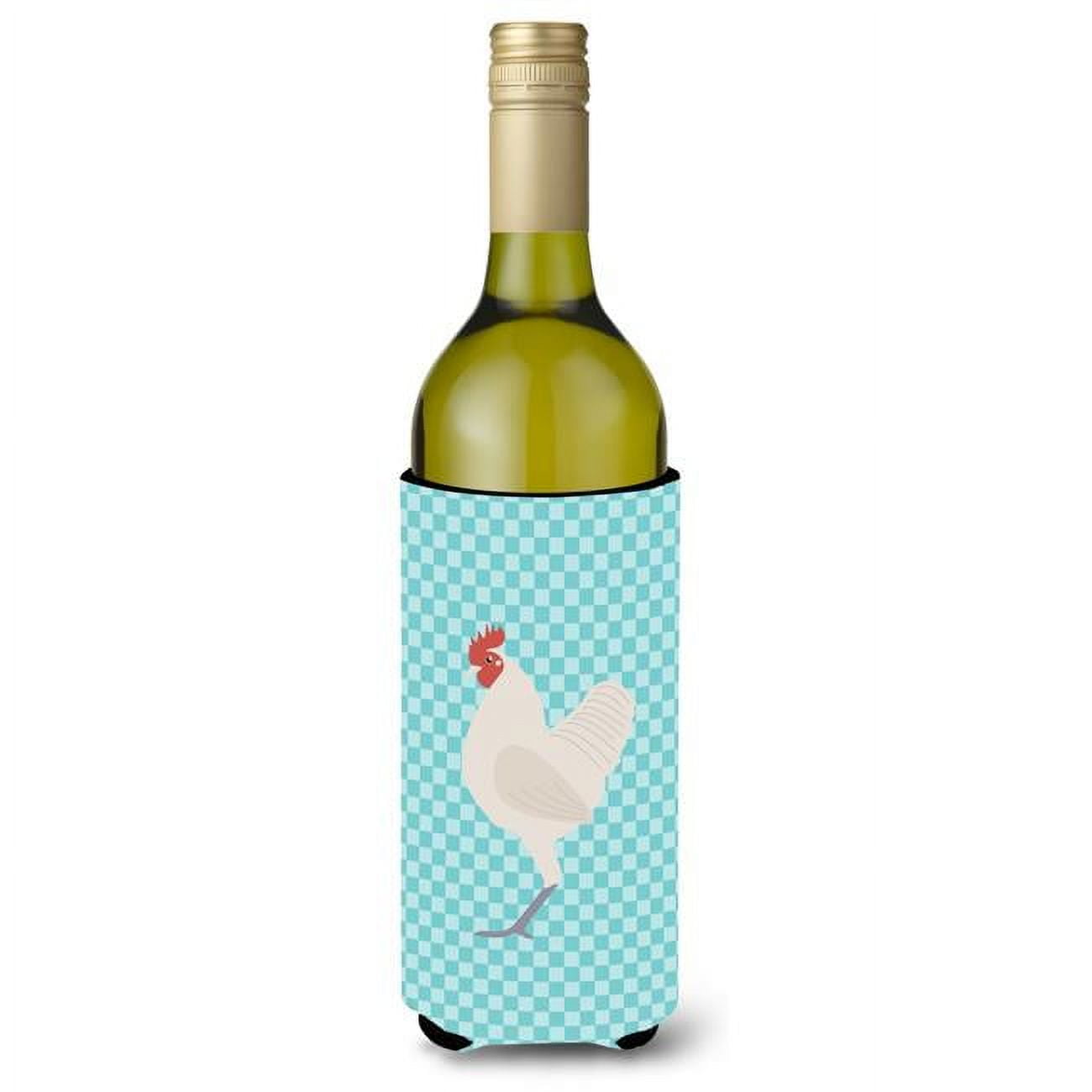 Picture of Carolines Treasures BB8011LITERK German Langshan Chicken Blue Check Wine Bottle Beverge Insulator Hugger
